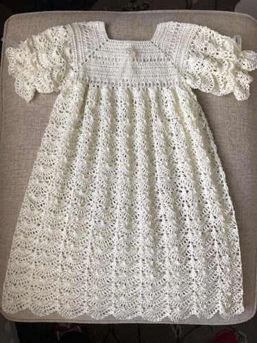Brenda, Victorian Christening gown, mercerised cotton thread, crochet.